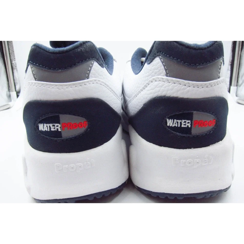 Propet Rainwalker M2056 Mens Walking Shoes White Navy Leather Waterproof 10.5 M